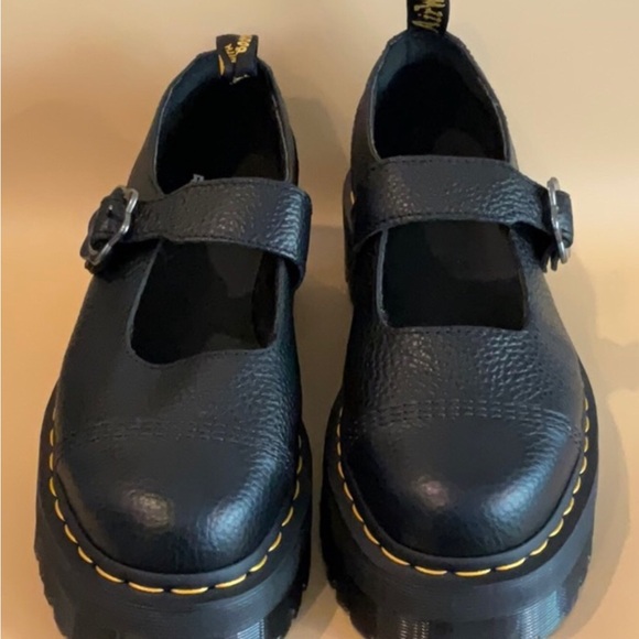 Dr. Martens ADDINA FLOWER BUCKLE LEATHER PLATFORM SHOES - Picture 4 of 4